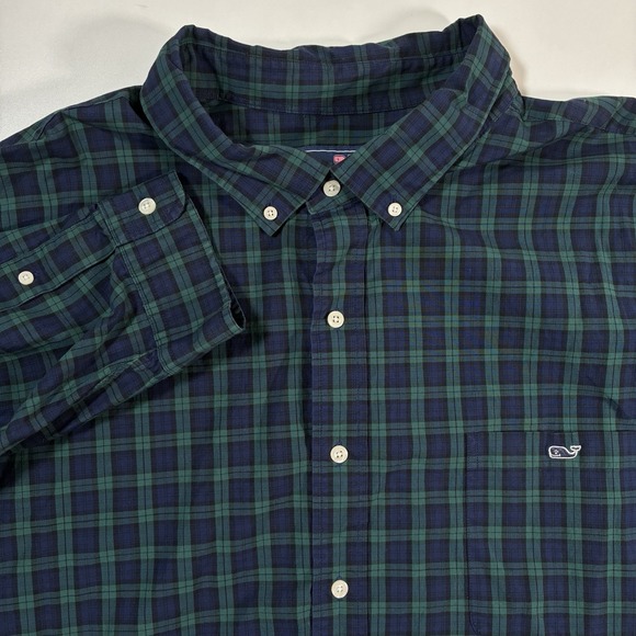 Vineyard Vines Other - Vineyard Vines Shirt 4XB Blue Green Tartan Plaid Classic Fit Button Down Stretch